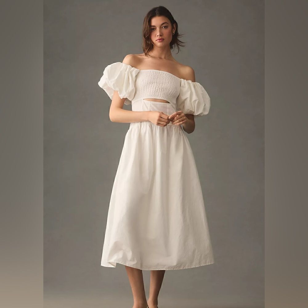 Anthropologie Moon River Off the Shoulder Cutout Midi Dress NWT